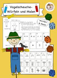 Kunst Grundschule Wurfeln Und Malen Vogelscheuche Unterrichtsmaterial Im Fach Kunst In 2020 Kunst Grundschule Kunststunden Grundschule