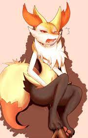 3 toes anthro ass black eyes black skin braixen breath canine  claws female fennec fox fur hi res juice looking down lying navel nintendo  nude on back one eye
