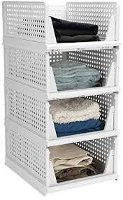 These shelf units are the ideal way to store and organize our quantum bins. Amazon Com Hossejoy Set Of 4 Stackable Wardrobe Storage Box Plastic Drawer Org In 2021 Wardrobe Storage Boxes Storage Closet Organization Clothes Drawer Organization