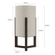 Taotronics led floor lamp, 4 brightness levels & 4 colors dimmable floor lamp modern standing light adjustable gooseneck task lighting for reading living room bedroom office piano. Lavish Home 17 In Dark Brown Modern Cylinder Column Led Table Lamp With Wood Base And Natural Linen Shade Hw1000084 The Home Depot