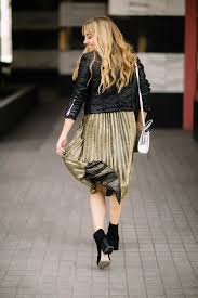 Made in the usa of imported materials. Gold Pleated Skirt