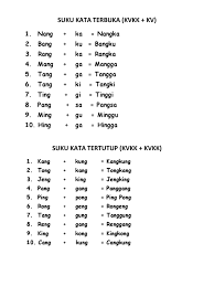 Om suku kata adalah busur:. Suku Kata Terbuka