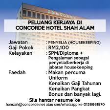 Lawati halaman pembukaan kerja kami. Peluang Kerjaya Di Concorde Hotel Kerja Kosong Shah Alam Facebook