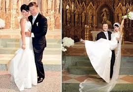 Hilaria Thomas Alec Baldwin S Wedding Hilaria Wears Amsale Celebrity Wedding Dresses Wedding Dresses Preowned Wedding Dresses