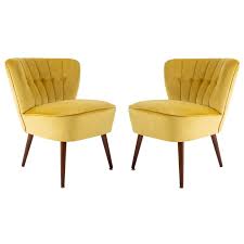 Accent chairs, yellow living room chairs : Pair Of Midcentury Yellow Velvet Club Armchairs Germany 1960s For Sale At 1stdibs