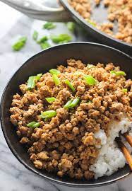 Ginger Minced Pork Rice Bowl Spice The Plate Recipe Pork Recipes Pork Mince Recipes Slow Cooked Pulled Pork