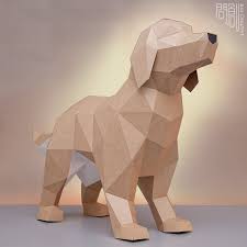 Golden Retriever Paper Model Papercraft Diy Low Poly Pdf Etsy In 2020 Paper Models Paper Dogs Paper Crafts