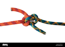 zeppelin knot in red and green climbing ropes isolated on white Stock Photo  - Alamy