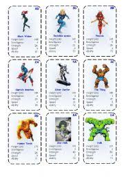I have had a quick attempt at top trumps templates one has editable text boxes and the other does not. Top Trump Cards Marvel Heroes 1 3 Esl Worksheet By Nssarj