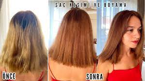 Evde Sac Boyama Duz Sac Kesimi Karamel Kahve Sac Boyama Emine Deligoz Youtube