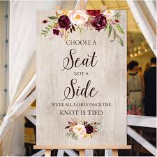 Choose from a range of custom sizes and so, why not start with your wedding signs today? Choose A Seat Not A Side Rustic Wedding Welcome Sign Wooden Welcome Sign Wedding Signs Painted On Canvas Easel Not Included Party Direction Signs Aliexpress