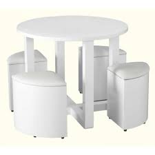 Cambourne stowaway dining set in sonoma oak effect veneer with brown linen fleck padding on the stools. Charism White Stowaway Dining Set