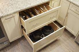 Heavy duty kitchen counter top cabinet pantry pan, pot lid, and pot organizer rack holder. Pots Pans Drawer Storage Cabinet For Cookware