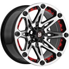 Black And Purple Rims Ballistic Jester 814 Gloss Black Machined With Red Inserts Wheel Rims Off Road Wheels Black Wheels
