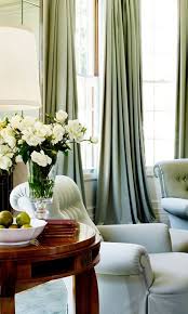 Vintage French Soul The Neutral Pallet Warm Woods And Muted Soft Green Drapes Very Tranquil French Country Living Room Living Room Blinds Home