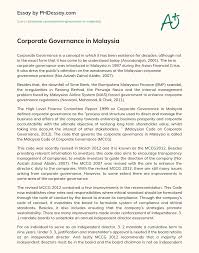 Suruhanjaya syarikat malaysia, abbreviated ssm), is a statutory body formed under an act of parliament that regulates corporate and business affairs in malaysia. Corporate Governance In Malaysia Phdessay Com