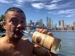 After a swim in East River. Downtown Manhatten in the background, Sept 21.