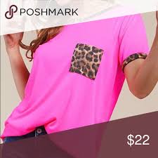 S To The I To The M To The P Hot Pink With Leopard Trim Top New S M L Trim Top Tops Hot Pink