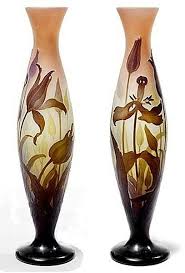 Emile Galle Vase Fusiforme Aux Tulipes Verre Blanc Double Violet Art Nouveau Emile Galle Art Deco