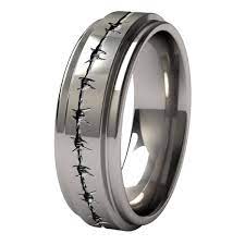 Aria With Barb Wire Carvings Titanium Rings Titanium Wedding Bands Diamond Engagement Rings Produc Titanium Rings For Men Titanium Rings Titanium Jewelry