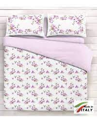 Lenzuolo sopra e federe rifinite con doppia impuntura. Completo Lenzuola Made In Italy 100 Cotone Fantasia Colibri
