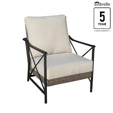 Allen Roth Rothenbee Set Of 2 Texture Black Wicker Metal Stationary Conversation Chair S With Canvas Flax Sunbrella Cushioned Seat Lowes Com In 2021 Sunbrella Cushions Wicker Patio Chairs Patio Chairs
