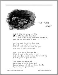 The Poor Dolly Poem Worksheets Student Handouts Kids Poems Poems Poor