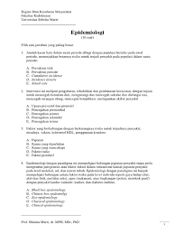 Epidemiologi penyakit menular bank soal 100 pertanyaan seputar pengantar epidemiologi, penyakit menular, riwayat alamiah penyakit, konsep penyebab penyakit, dalam bentuk pilihan ganda dan isian ade heryana 11/4/2015 Unduh Contoh Soal Attack Rate Terlengkap Dikdasmen