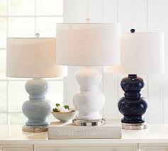 Brushed nickel table lamps with usb port in base and grey slub linen shade. Alexis Table Lamp With Usb Port Pottery Barn