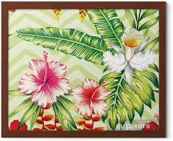 Make hibiscus flower with our templates. Hibiscus Palm Leaves Orchid Pattern Framed Poster Pixers We Live To Change