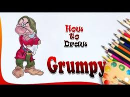 How To Draw Grumpy Snow White And The Seven Dwarfs Easy Drawing For Easy Drawings Drawings Seven Dwarfs