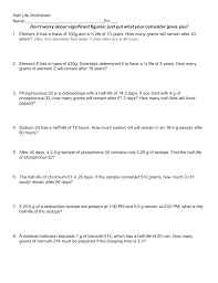 Check spelling or type a new query. Half Life Worksheet