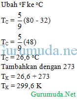 Suhu zat cair tersebut jika dinyatakan dalam termometer reamur dan fahrenheit adalah. Konversi Suhu Fisika Smp