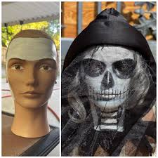 Creative Up-cycling of Cosmetology Heads for Halloween Decorations