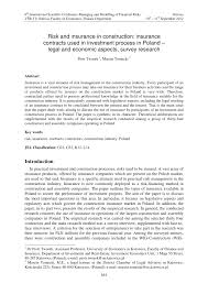 Acts of god, in terms of insurance, refer to an event that could not have been prevented through measures of precaution. Pdf Risk And Insurance In Construction Insurance Contracts Used In Investment Process In Poland Legal And Economic Aspects Survey Research