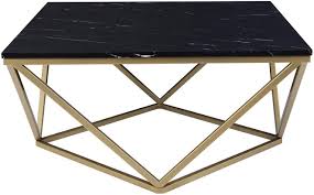 Volker 49 3/4 wide black modern geometric coffee table. Beliani Geometric Coffee Table Gold Metal Cage Frame Black Marble Finish Top Malibu