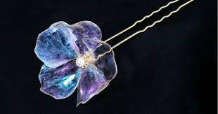 ハンドメイドマーケット minne ミンネ 虹花 七色の一輪花かんざし 淡水パール付 再販 レジンアクセサリー 作り方 淡水パール ディップアート