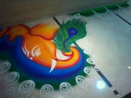 Peacock Feather Ganesha Rangoli Designs Rangoli Designs Images Rangoli Designs Flower