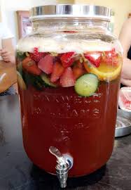 Pimms Punch 1 X Bottle Of Pimms 3 Bottles Of Ginger Ale Strawberries Cucumber Orange And Passionfruit To Garni Pimms Cocktail Ginger Recipes Party Drinks