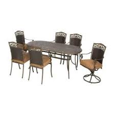 Martha Stewart Living Miramar Ii 7 Piece Patio Dining Set With Tan Cushions 9011 Ovs3 Hd At Patio Furniture Dining Set Patio Dining Set Outdoor Furniture Sets