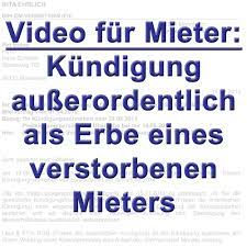 Die kündigungsfristen sind zudem 1 bgb). Video Kundigung Mietvertrag Durch Erben Gemass 564 Bgb