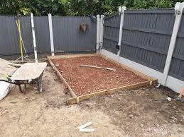 Finally, it's time for the gravel! How To Build A Concrete Base For A Wooden Shed Hankintech