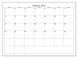 Die laufzeit beginnt im november des vorjahres, geht über 16 monate und endet im februar des folgejahres. Kostenlos Druckbar Februar 2021 Kalender Zum Ausdrucken Pdf Excel Word