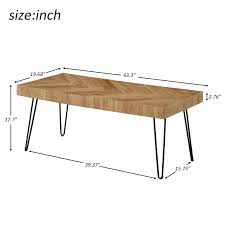 Live edge curves for a unique design. P Purlove Modern Wood Coffee Table Glossy Finished Rectangular Side Table Easy Assembly Coffee Table For Living Room W Chevron Pattern Metal Hairpin Legs Coffee Tables Tables Queppelin Com