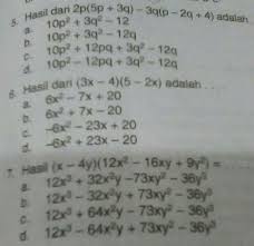 Check spelling or type a new query. Tolong Bantuannya Soal Tentang Bentuk Aljabar Kelas 7 Tolong Dibantu Nomer 5 6 Dan Tujuh Yang Bisa Brainly Co Id