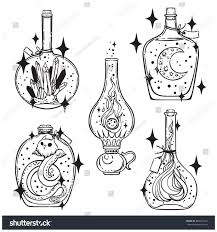 Vetor Stock De Hand Drawn Beautiful Set Magic Bottles Livre De Direitos 686922532 Witch Bottles Drawing Witchbo Bottle Drawing Magic Bottles Magic Tattoo