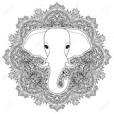 Coloring books can be good tools to explain surgery to your child. Indian Elephant On Mandala Ornament Background Symbol Of India Black And White Coloring Page Tattoo Sign Textile Print Royalty Free Cliparts Vectors And Stock Illustration Image 65355396