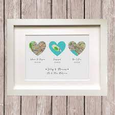 Where It All Began Three Heart Map Personalised Gift Wedding Etsy Heart Map Personalized Wedding Gifts Personalized Art Gifts