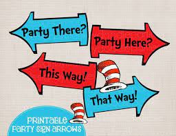 Features wayne manor from the 1966 batman classic tv series. Whimsical Blue And Red Rhyming Printable Party Arrow Signs 4 Phrases Plus Hats Seuss Free Printables Dr Seuss Printables Free Dr Seuss Birthday Party