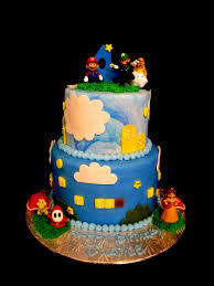 I placed the cones on the cake by pressing them gently into the icing. Super Mario Tiered Cakes Birthday Birthday Cake Kids Cool Birthday Cakes